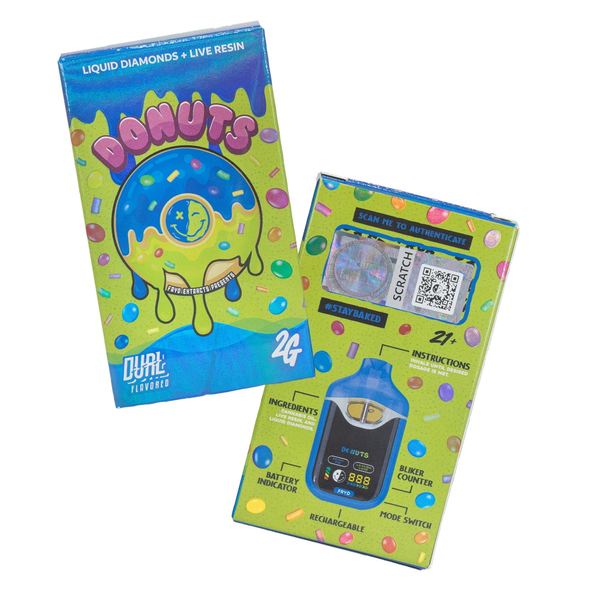 Berry-Pie-x-LA-Kush-Donut-Liquid-Diamond-Live-Resin-Vape- Fryd Donuts 2G Dual Flavored